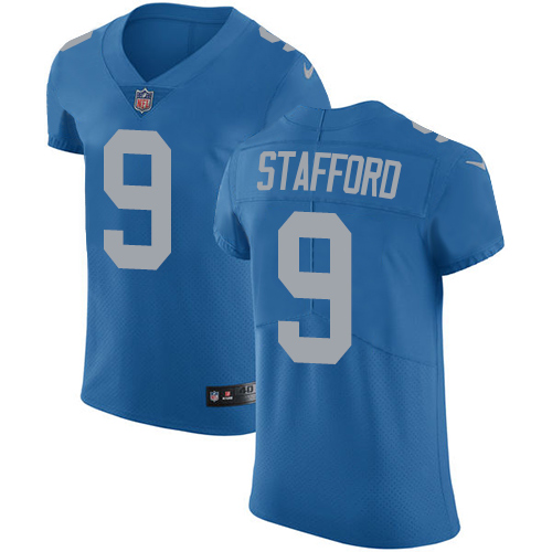 Nike Lions #9 Matthew Stafford Blue Alternate Men's Stitched NFL Vapor Untouchable Elite Jersey - Click Image to Close